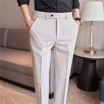 Pantalon Homme Plus Size 38 36 Nyári Vékony Öltöny, Nadrág, Férfi Ruházat 2023 Üzleti Hivatalos Viselni Szilárd Egyenes Hivatal Nadrág